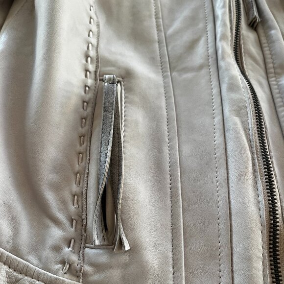 Object Sofia Leather Jacket - Off White - Picture 3 of 15